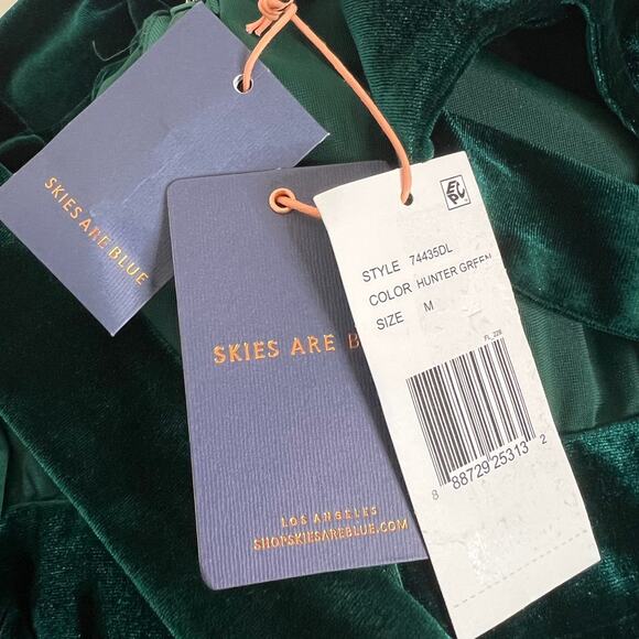 Skies Are Blue Velvet Jumpsuit M Hunter Green Halter Cowl Neck Wide Leg Stretch - Picture 9 of 9